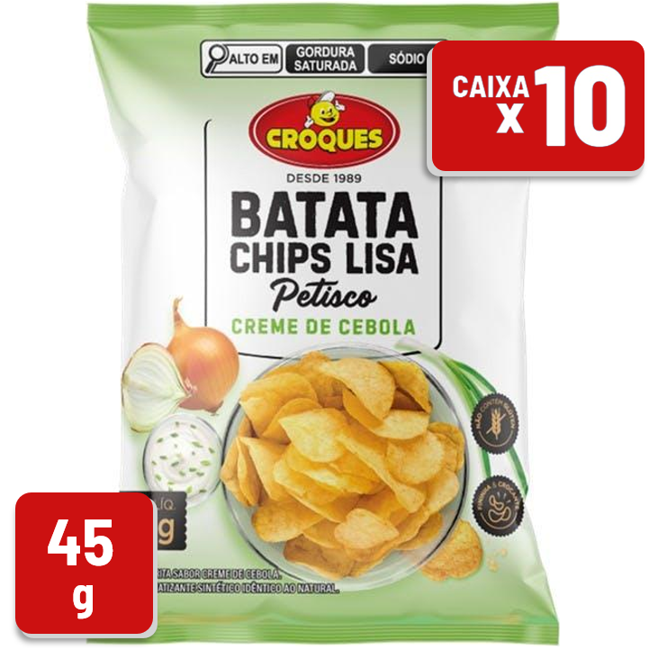 Batata Chips Croques Lisa Creme de Cebola Pacote 45g Caixa c/ 10 Un
