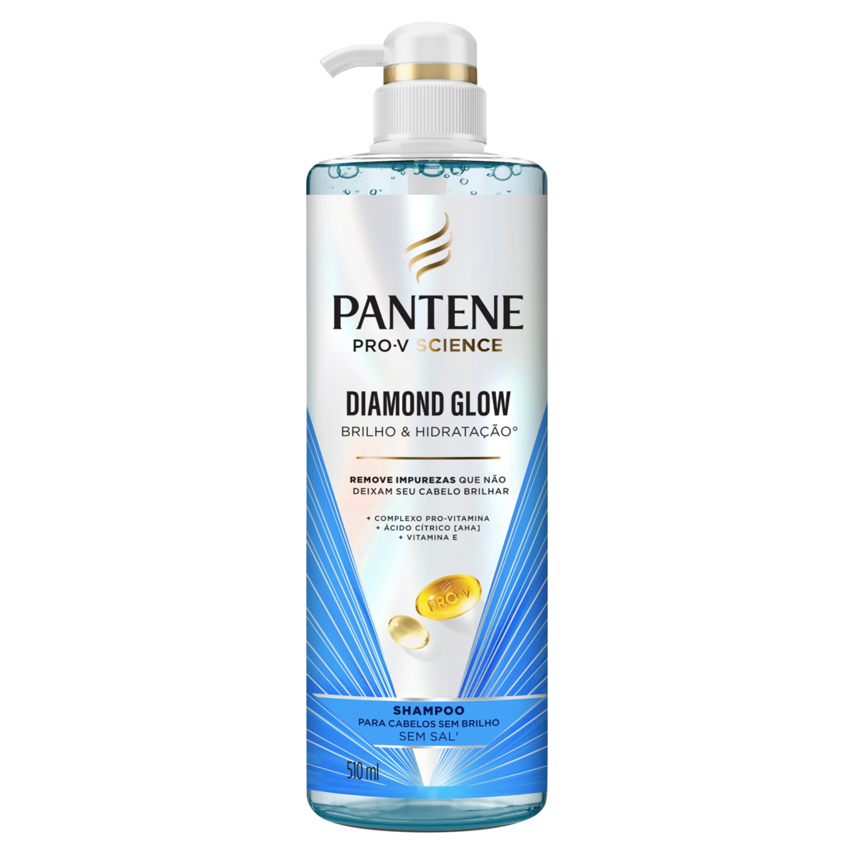 Shampoo Pantene Diamond Glow Brilho & Hidratação Frasco 510ml Pump