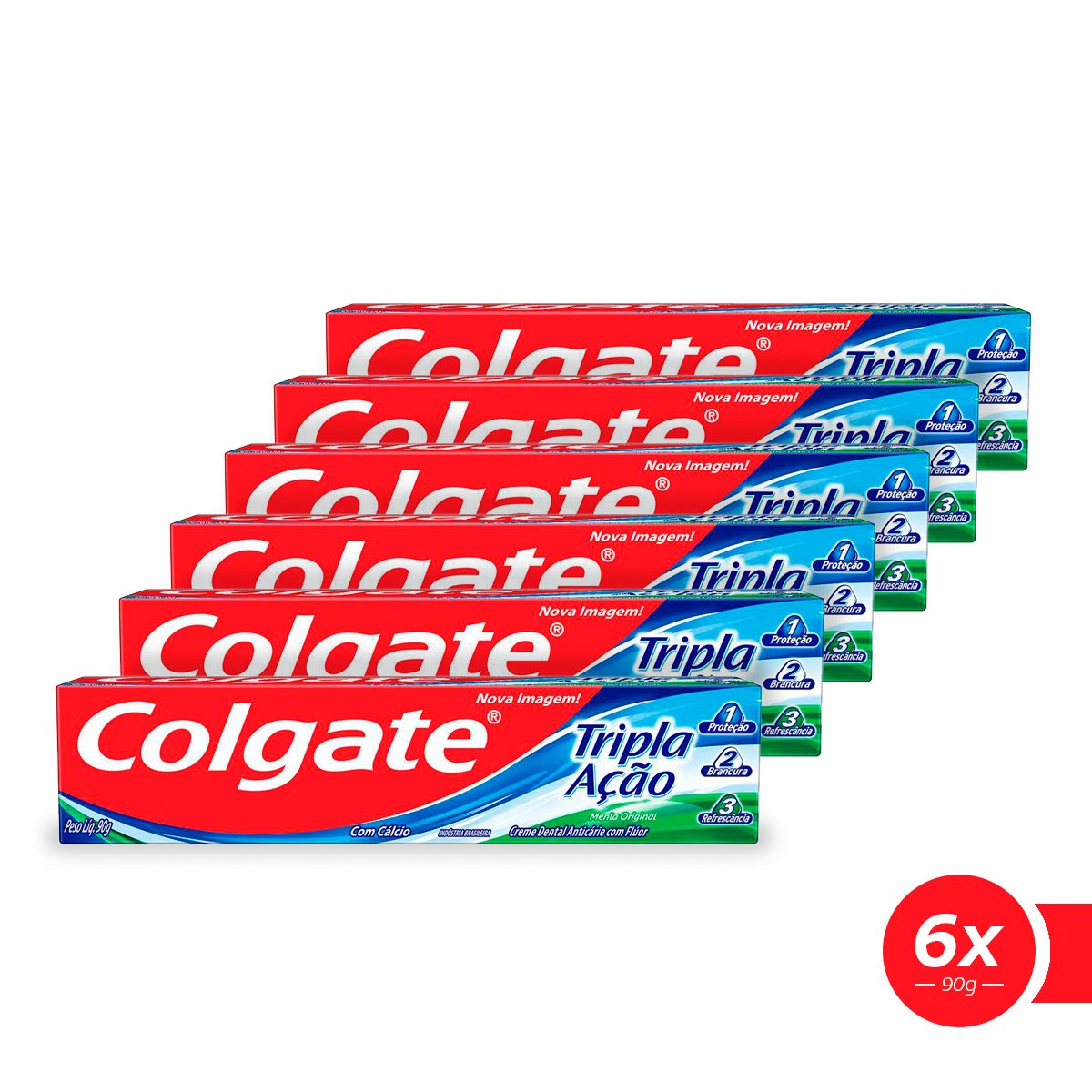 Creme Dental Colgate Tripla Ação Hortelã 90g - Kit com 6