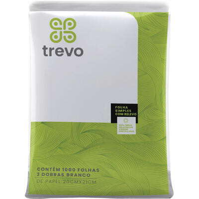 Toalha de Papel Branca Trevo Interfolhas 20x21cm 1000 un
