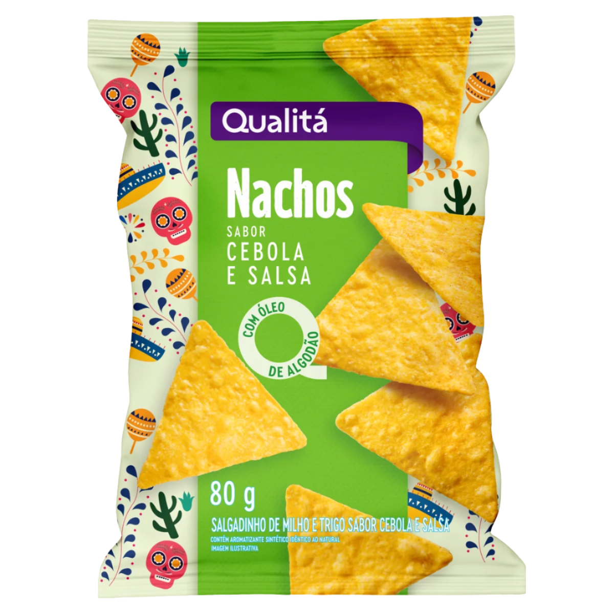 Salgadinho de Milho e Trigo Nacho Cebola e Salsa Qualitá Pacote 80g