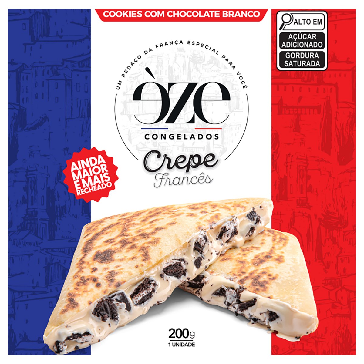 Crepe Congelado Francês Recheio Cookies com Chocolate Branco Èze Crêperie Caixa 200g