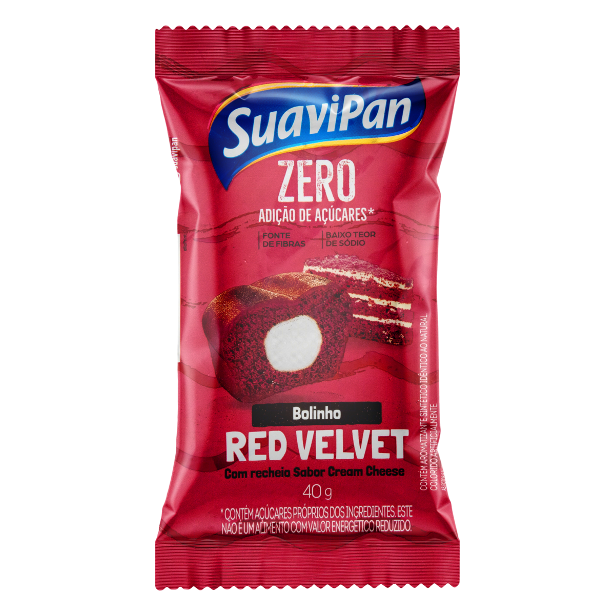 Bolinho Red Velvet Recheio Cream Cheese Suavipan Pacote 40g