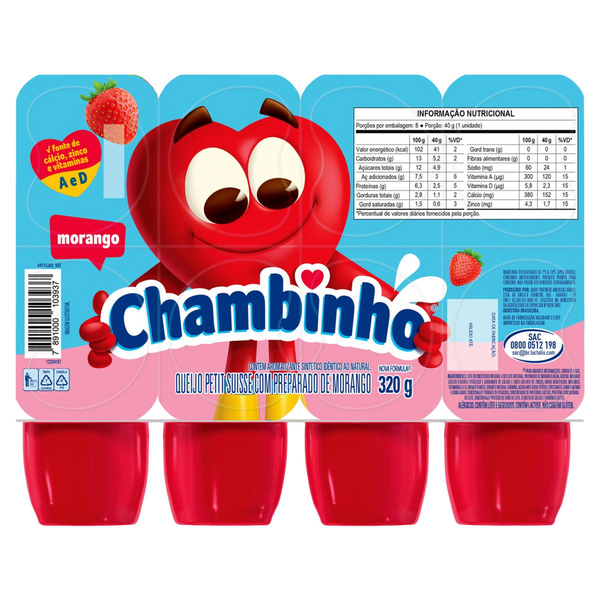 Petit Suísse Chambinho Morango 320g