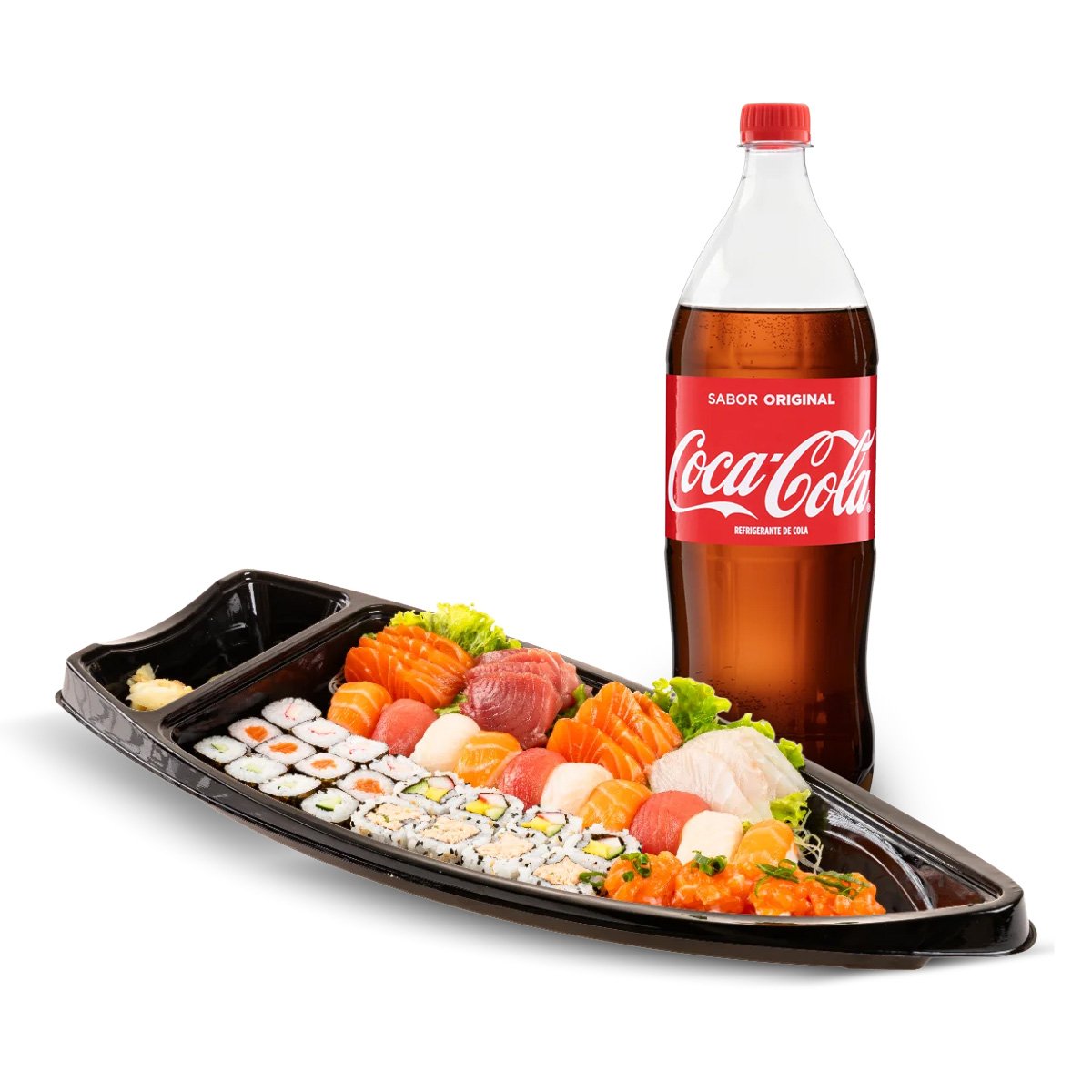 Kit Combinado Tókio 50 Peças (Aprox. 1,080kg) + Refrigerante Coca-Cola Original Garrafa 1,5l