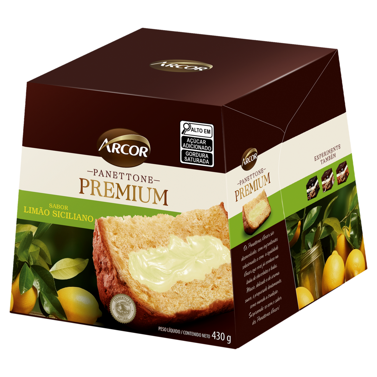Panettone Recheio Limão-Siciliano Arcor Premium Caixa 430g