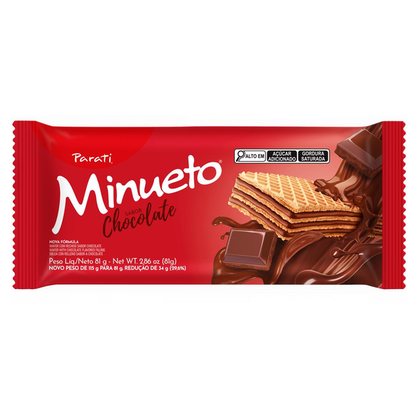Biscoito Wafer Parati® Minueto® sabor Chocolate 81g