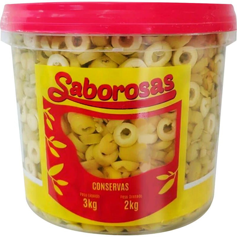 Azeitona Verde Saborosas Fatiada 2kg