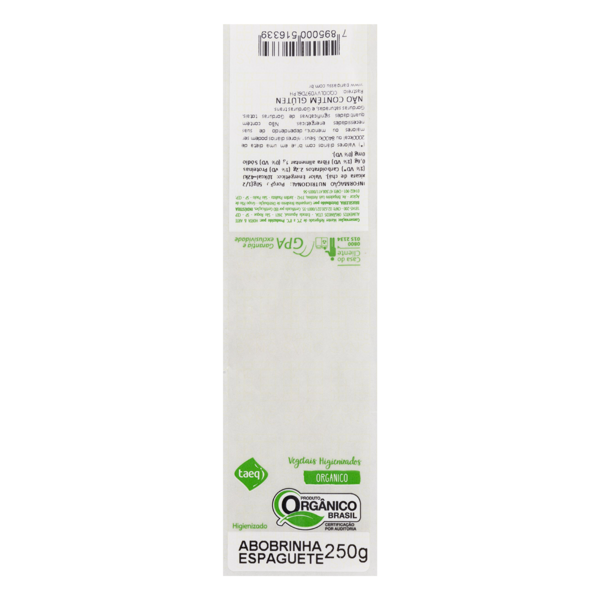 Abobrinha Espaguete Orgânica Taeq 250g