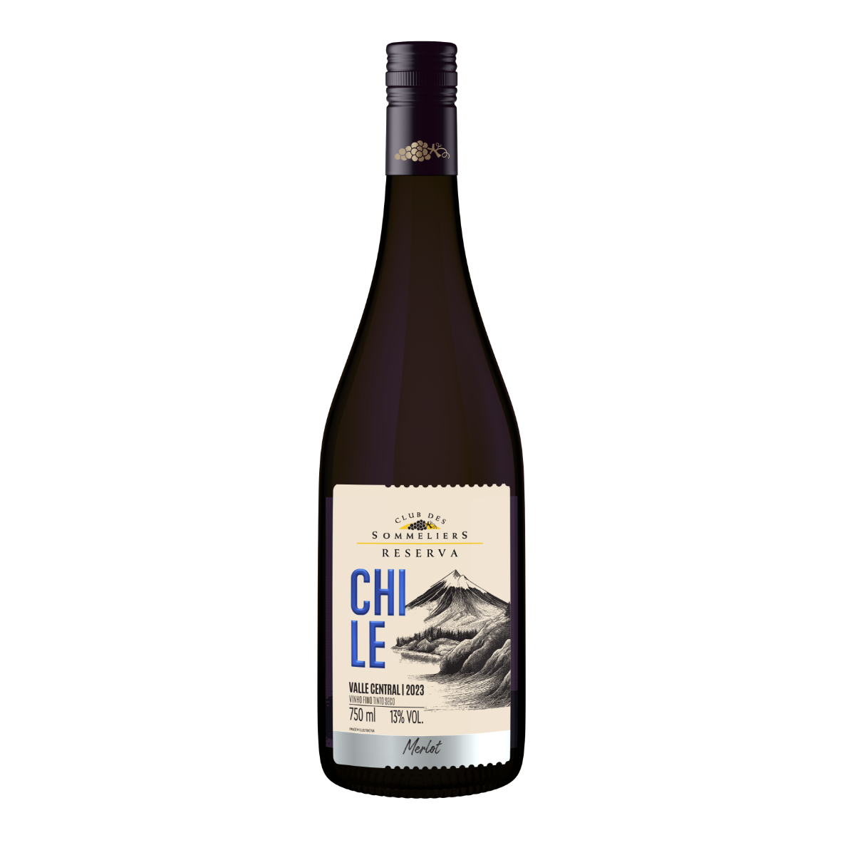 Vinho Tinto Chileno Clube Des Sommeliers Reserva Merlot 750ml