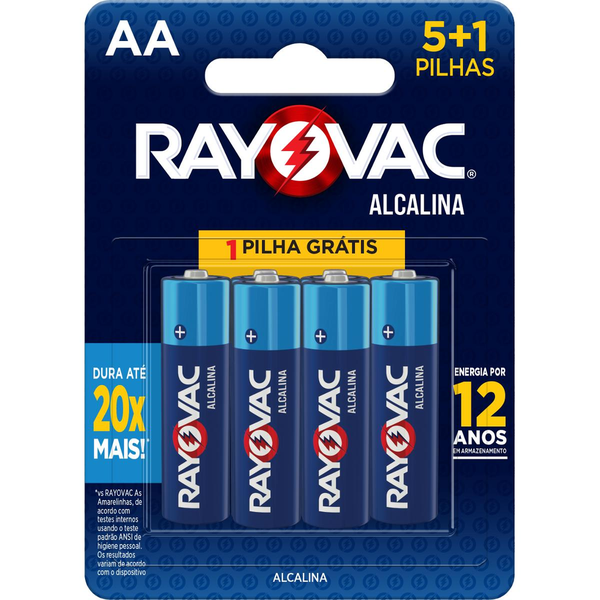 Pilha Rayovac Alcalina AA - Leve 6, Pague 4 Pilhas