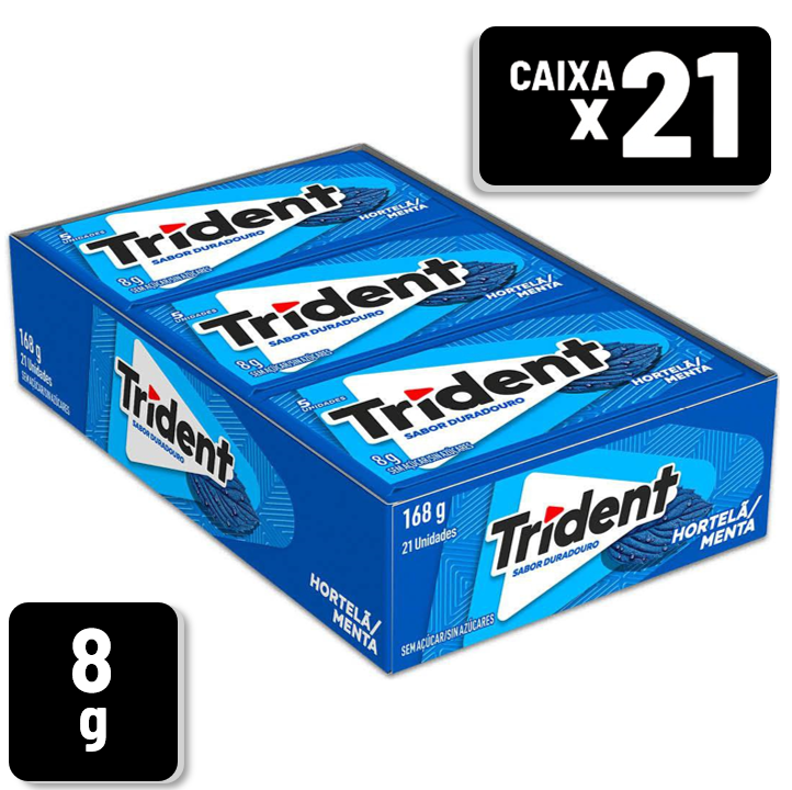 Chiclete Trident Hortelã Envelope 8g Caixa c/ 21 un