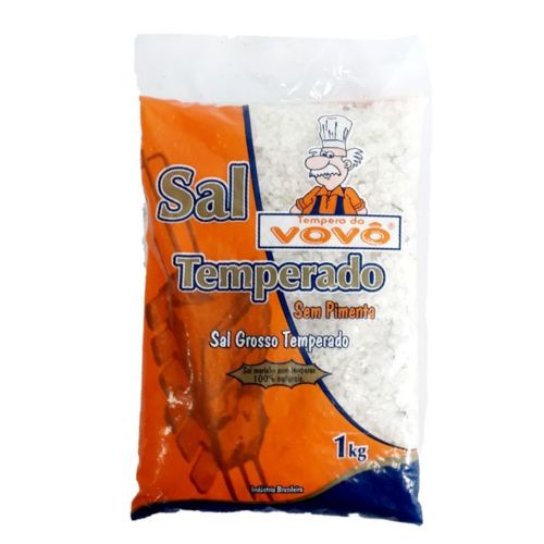 Sal Tempero Do Vovô Iodado Grosso Temperado Sem Pimenta 1kg