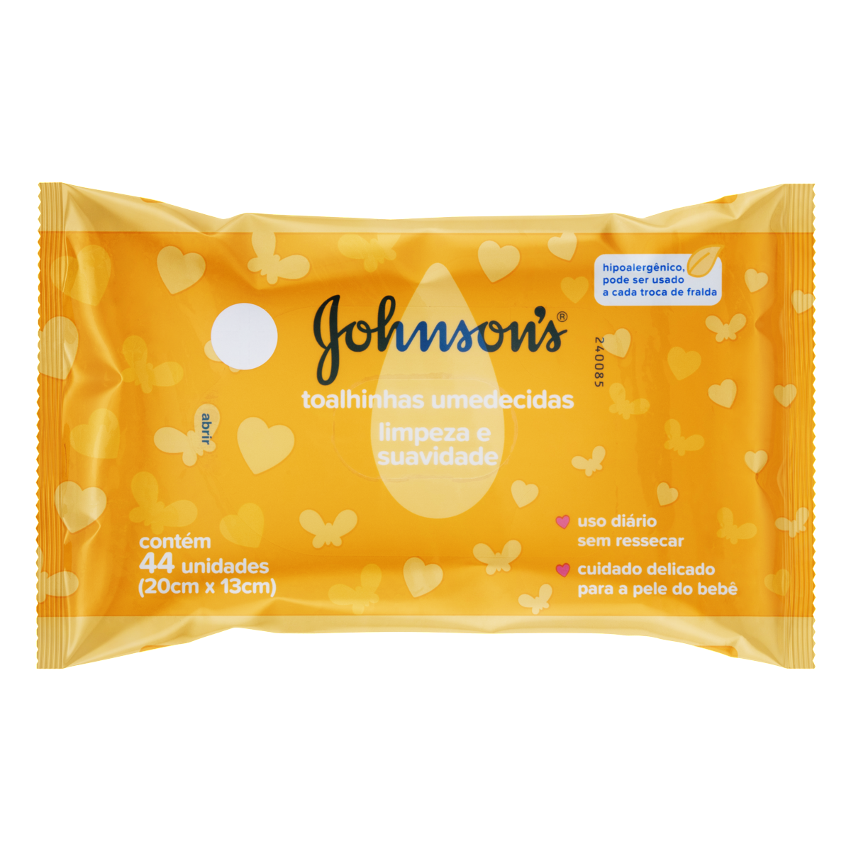 Toalha Umedecida Limpeza e Suavidade Johnson's 20cm x 13cm Pacote 44 Unidades