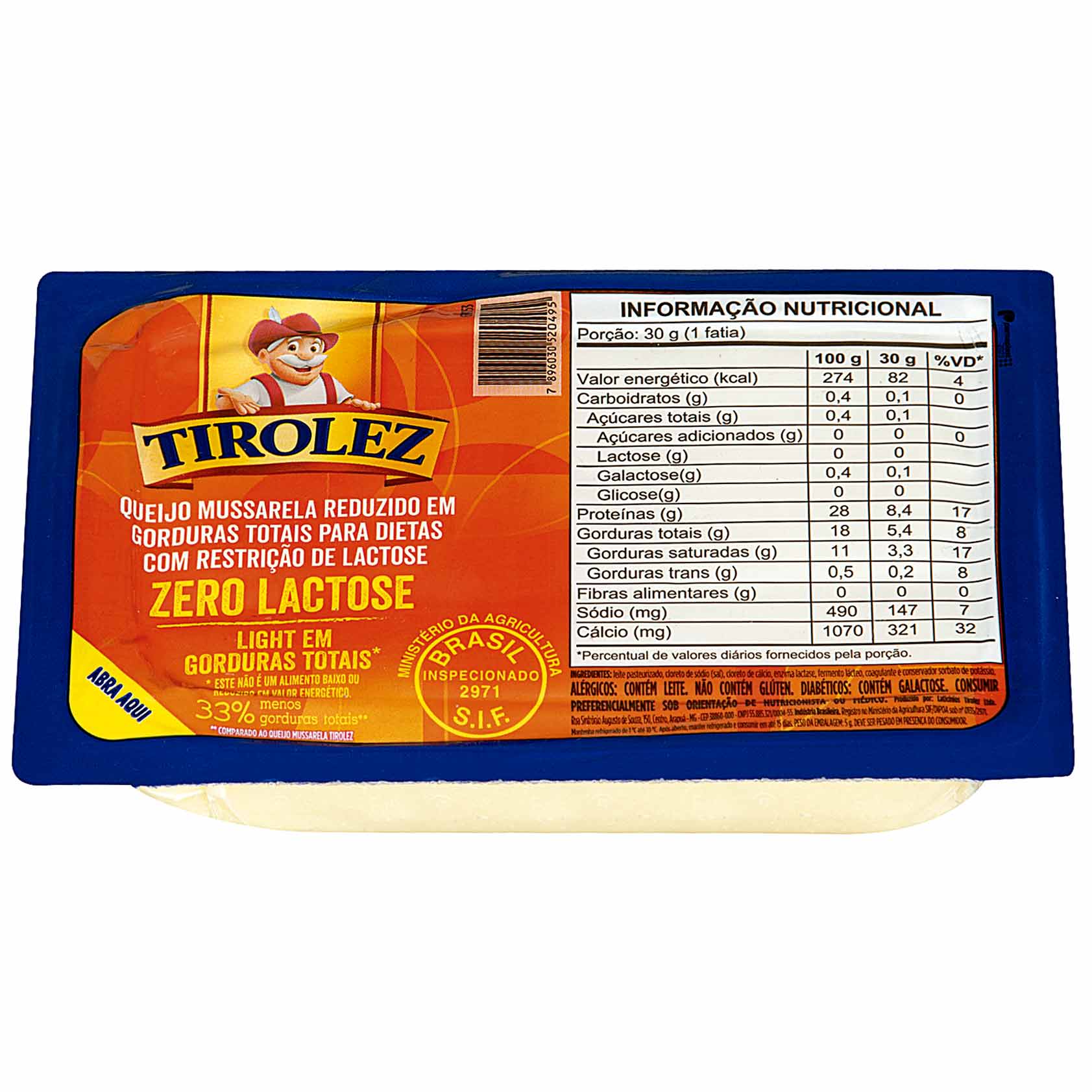 Queijo Mussarela Light Zero Lactose Tirolez
