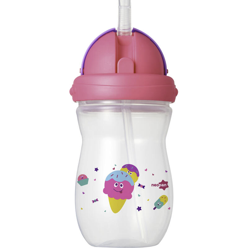 Copo com Canudo Neopan Rosa 360ml un