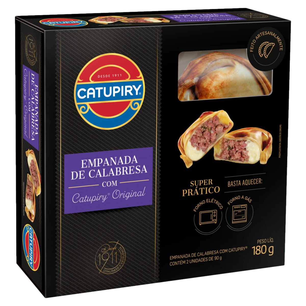 Empanada Congelada Calabresa com Catupiry Original Caixa 180g 2 Unidades