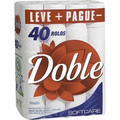 Papel Higiênico Doble Folha Dupla 20m 40 rolos LEVE MAIS PAGUE MENOS