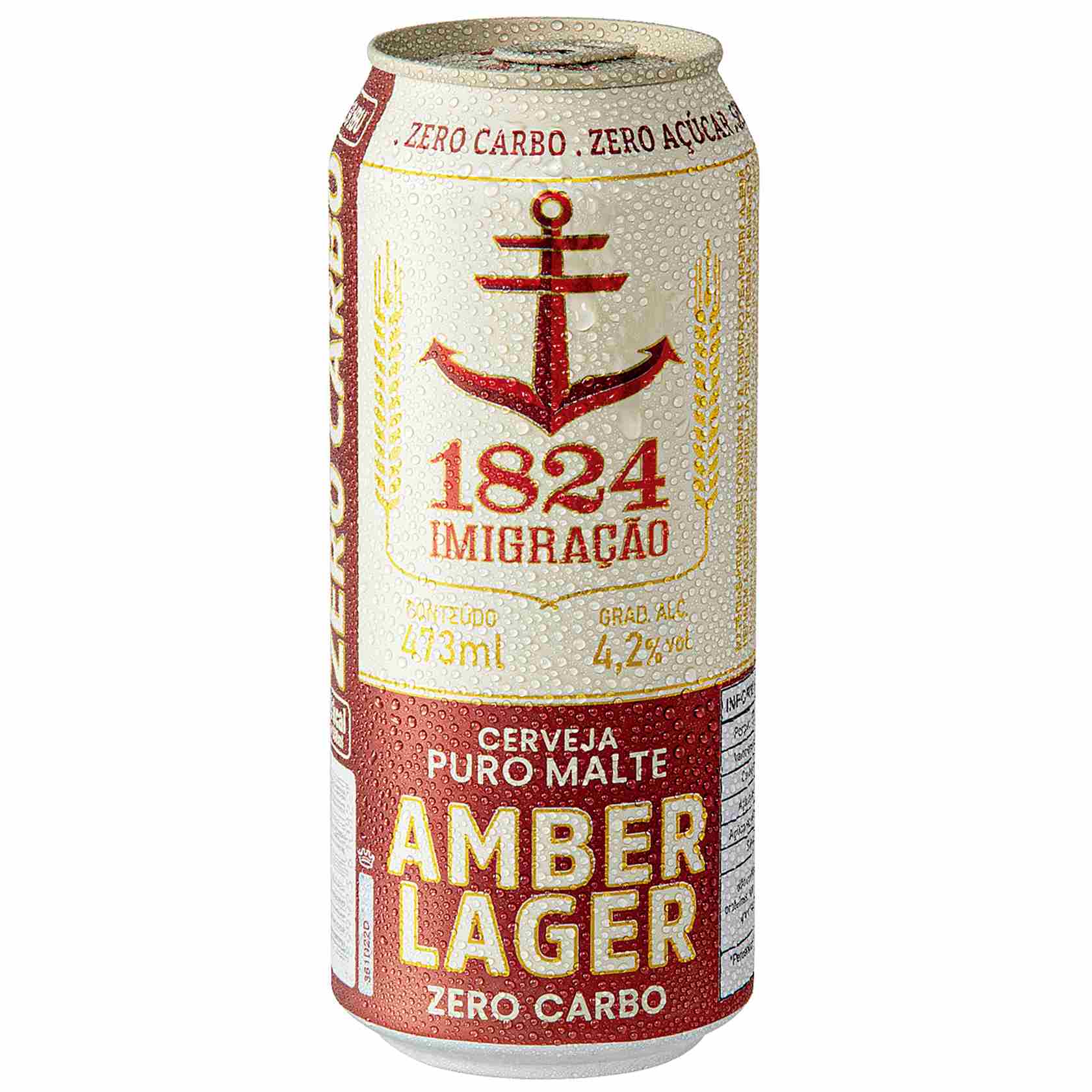 Cerveja Imigração Zero Carbo Amber Lager Puro Malte Lata 473ml