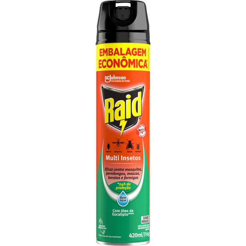 Inseticida Aerossol Raid Multi Insetos Euc Base água 420ml