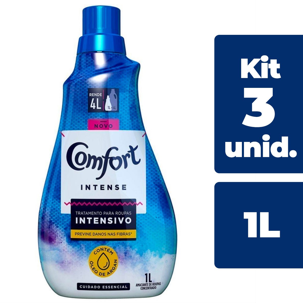 Amaciante Concentrado Comfort Intense Cuidado Essencial 1 L - 3 Unidades