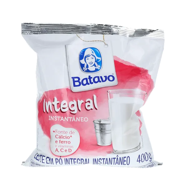 Leite em Pó Batavo 400g - Integral - Instantâneo - Sachê