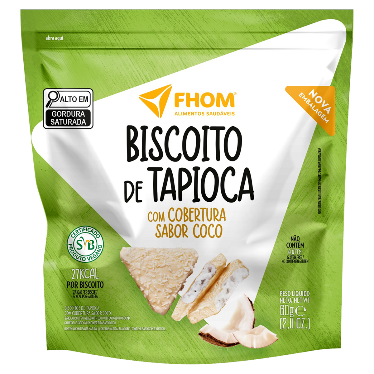 Biscoito de Tapioca com Coco - Fhom 60g