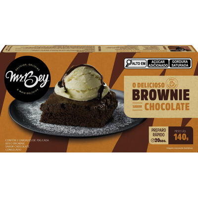 Brownie Congelado Chocolate Zero Lactose Mr. Bey Caixa 140g 2 Unidades