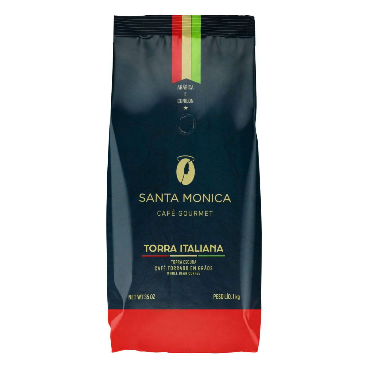 Café Torrado em Grãos Santa Monica Gourmet Torra Italiana Pacote 1kg