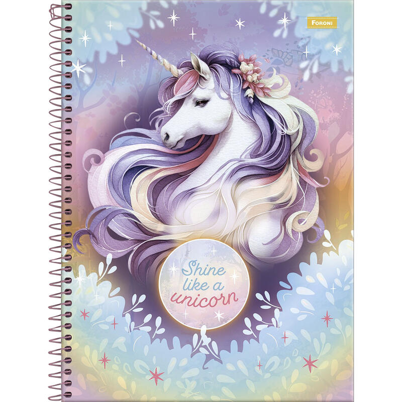 Caderno Unicórnio Foroni 160 folhas un