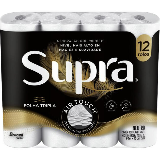 Papel Higiênico Supra Folha Tripla 12 Rolos 20m