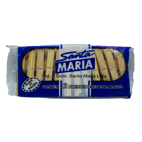 Prendedor De Roupas Santa Maria C/12 Madeira