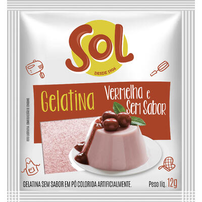Gelatina sem Sabor Sol Vermelha 12g