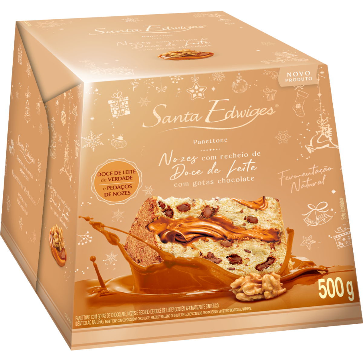 Panettone de Nozes e Recheio de Doce de Leite 500g