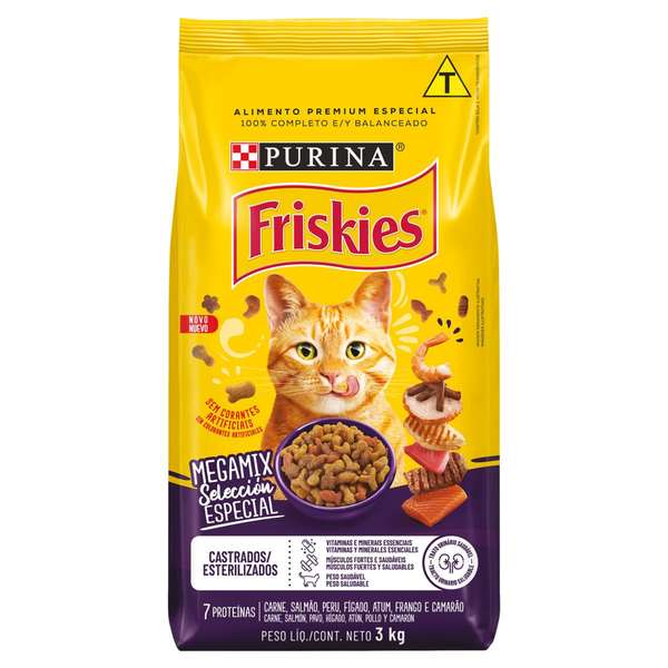 Alimento FRISKIES para Gatos Castrados Megamix Pacote 3kg