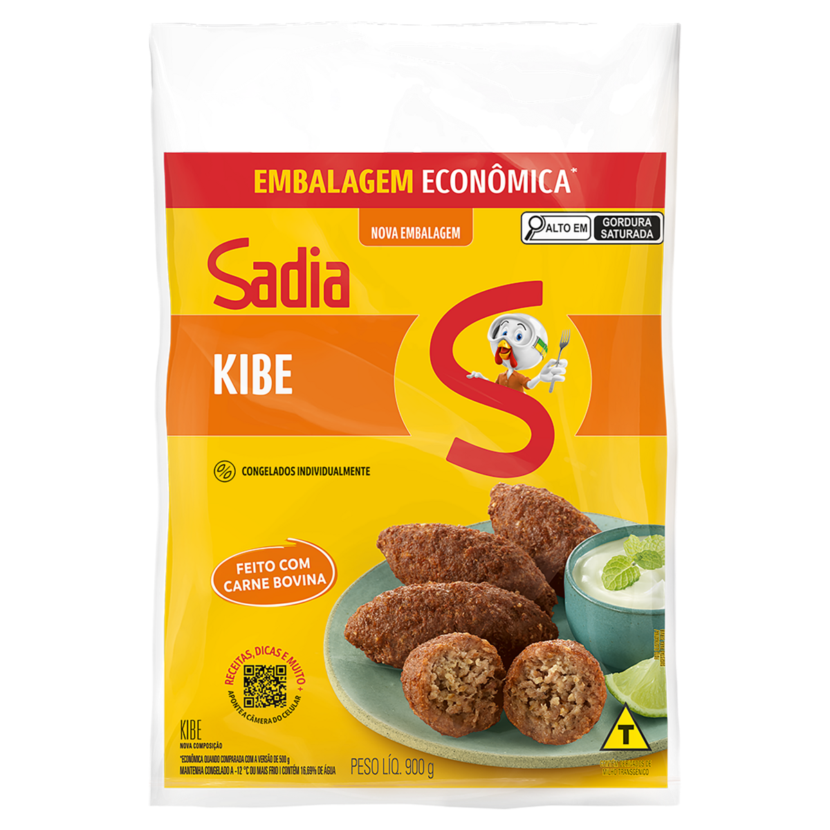 Kibe Congelado Sadia Pacote 900g Embalagem Econômica