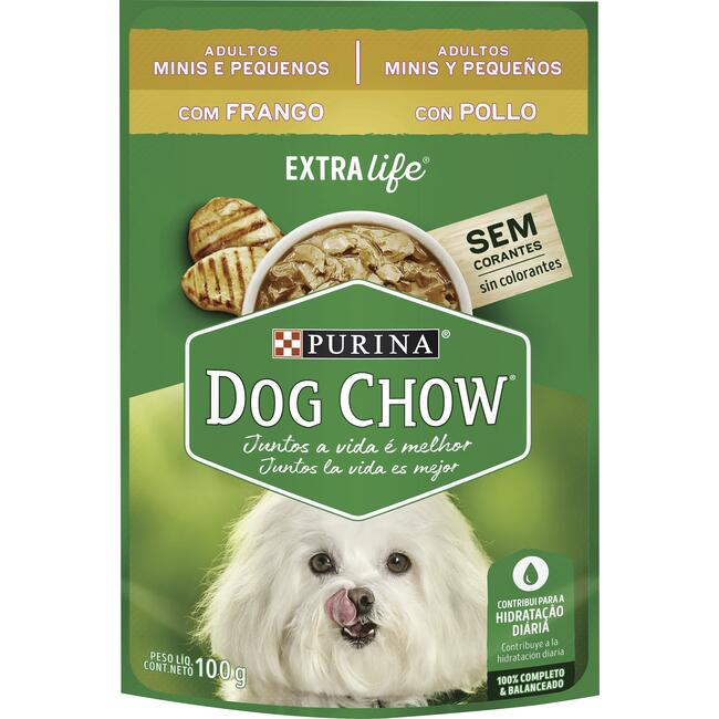 Ração Úmida Purina Dog Chow para Cães Adultos Minis e Pequenos sabor Frango 100g