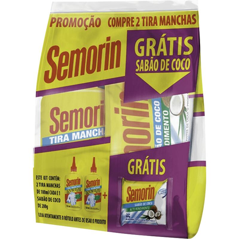 Kit Tira Manchas Semorin Grátis 1 Sabão de Coco