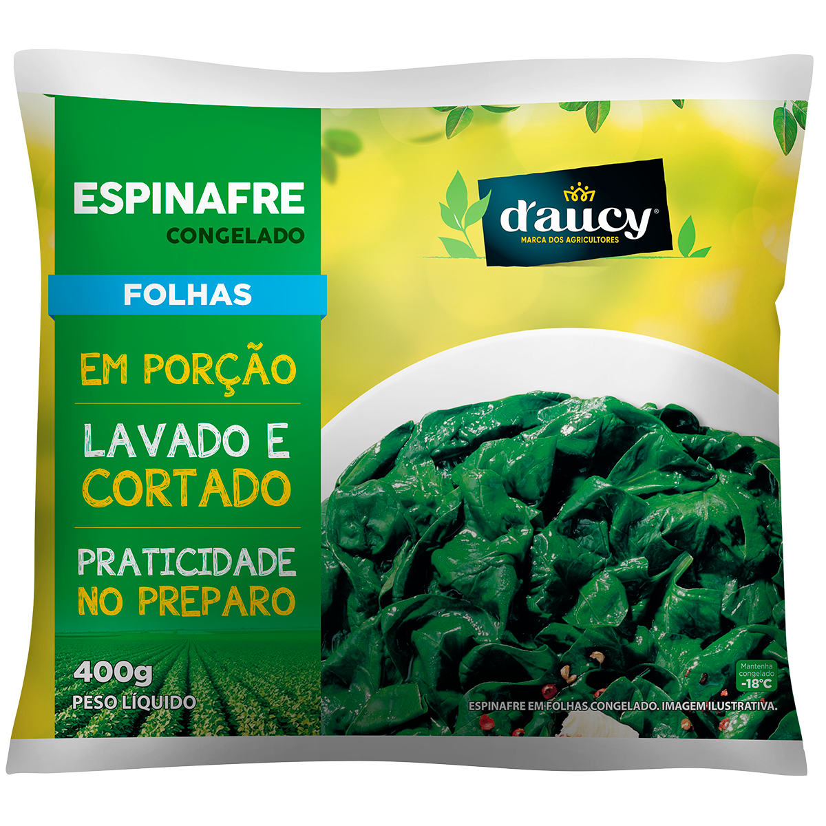 Espinafre em Folha Congelado DAUCY Pacote 400g