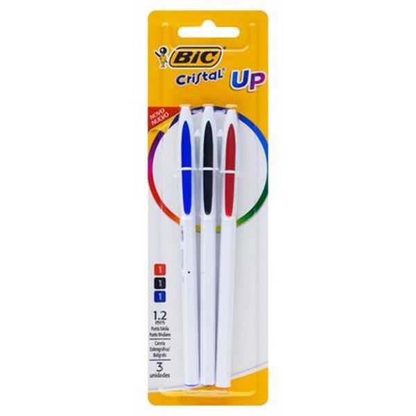 Caneta Bic Cristal Up Com 3 Canetas - Azul, Preta e Vermelha