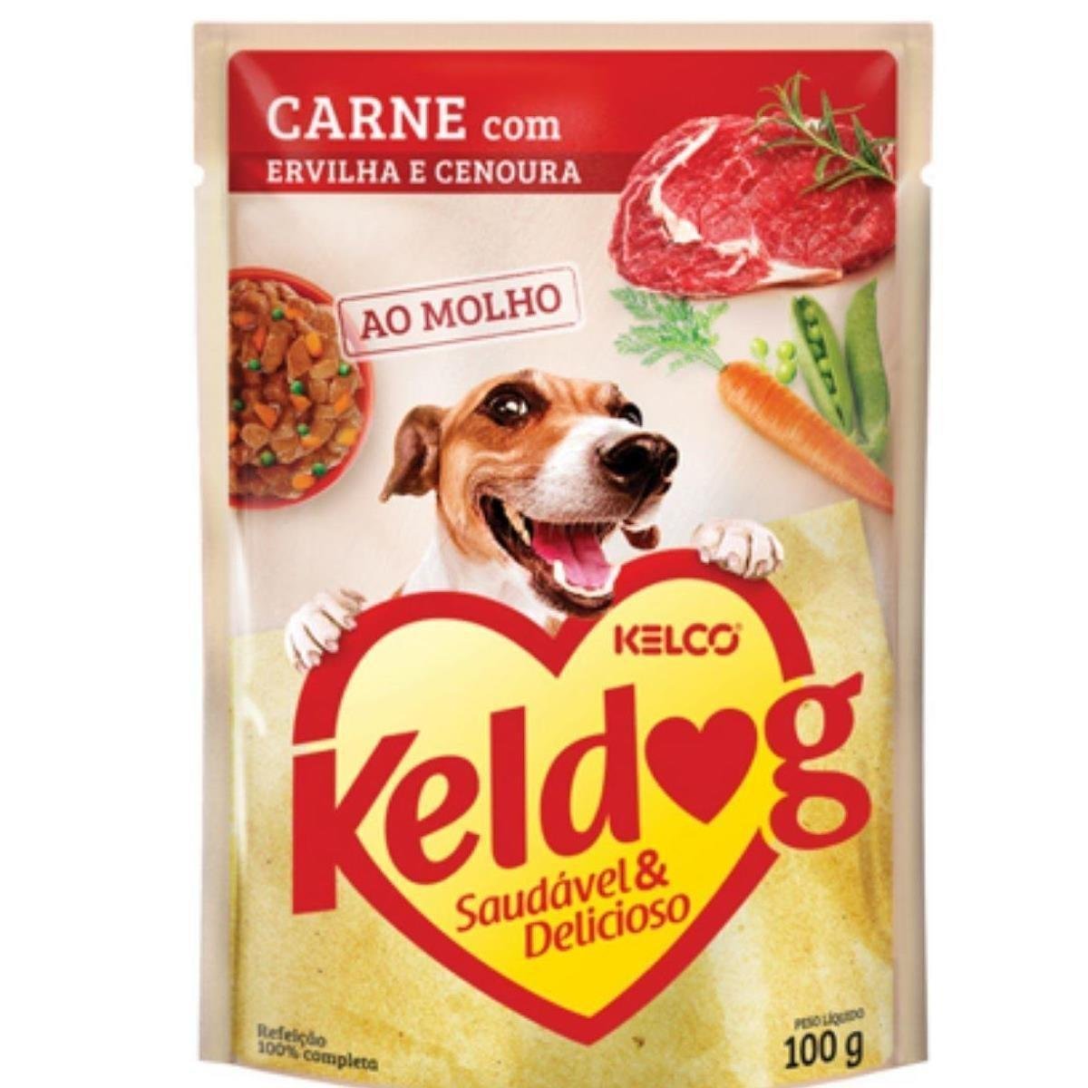 Alimento Keldog Para Cães Carne Com Ervilha E Cenoura Sachê 100g