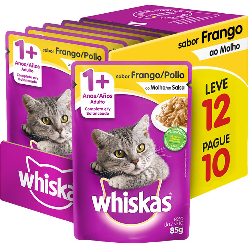 Alimento para Gatos Whiskas Frango 12x85g