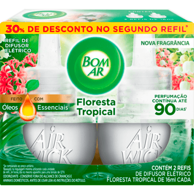 Difusor Bom Ar Floresta Tropical Promo Refil com 2x16ml