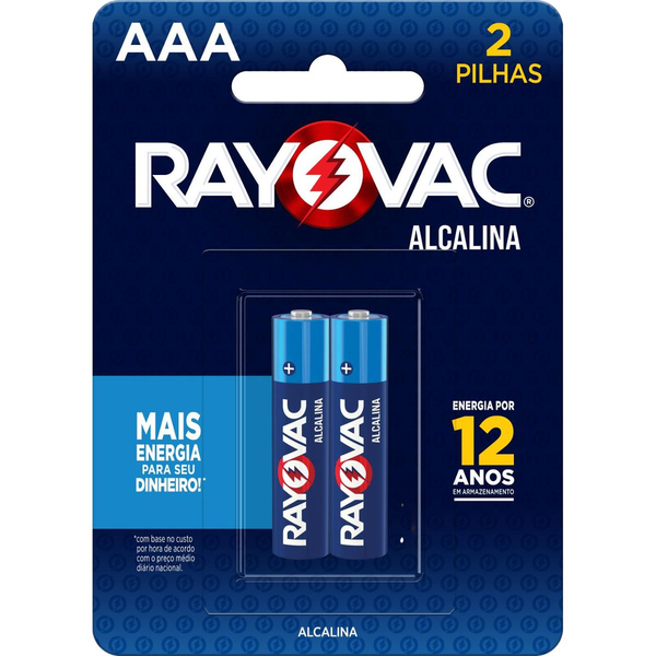 Pilha Rayovac Alcalina AAA - Palito - Com 2 Pilhas