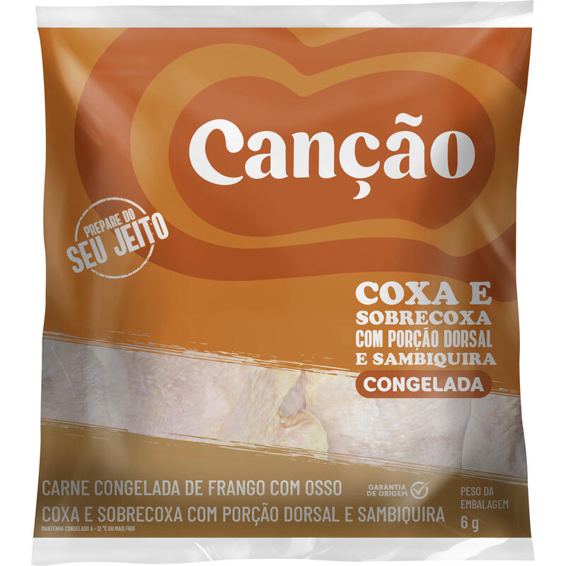 Coxa e Sobrecoxa Frango Canção Cong C/ Porção Dorsal Preço por quilo no pct