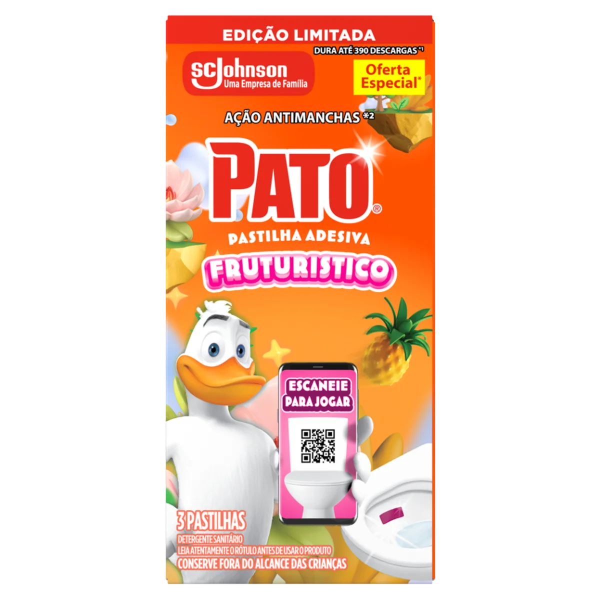 Pastilha Sanitária PATO Fruturistico com 3 Unidades