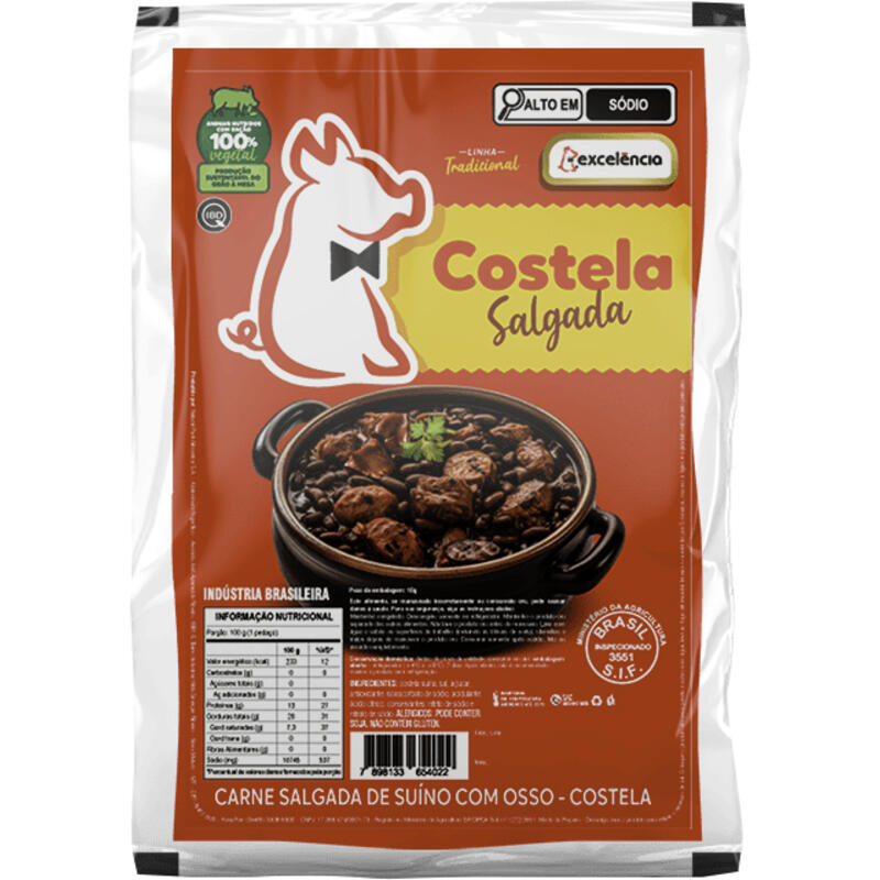 Costela Suína Salgada Excelência Preço por quilo no pacote
