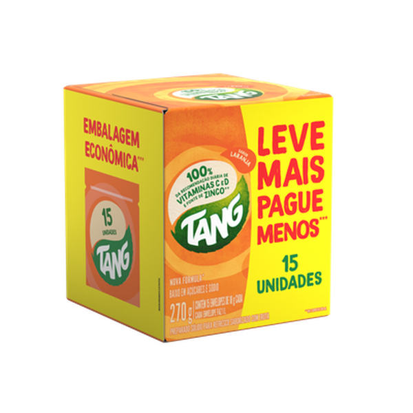 Kit Refresco em Pó Tang 270g - Com 15 Unidades de 18g - Laranja