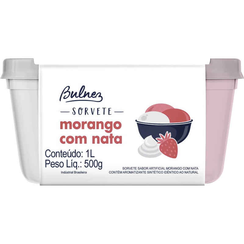 Sorvete Bulnez Morango com Nata 1L