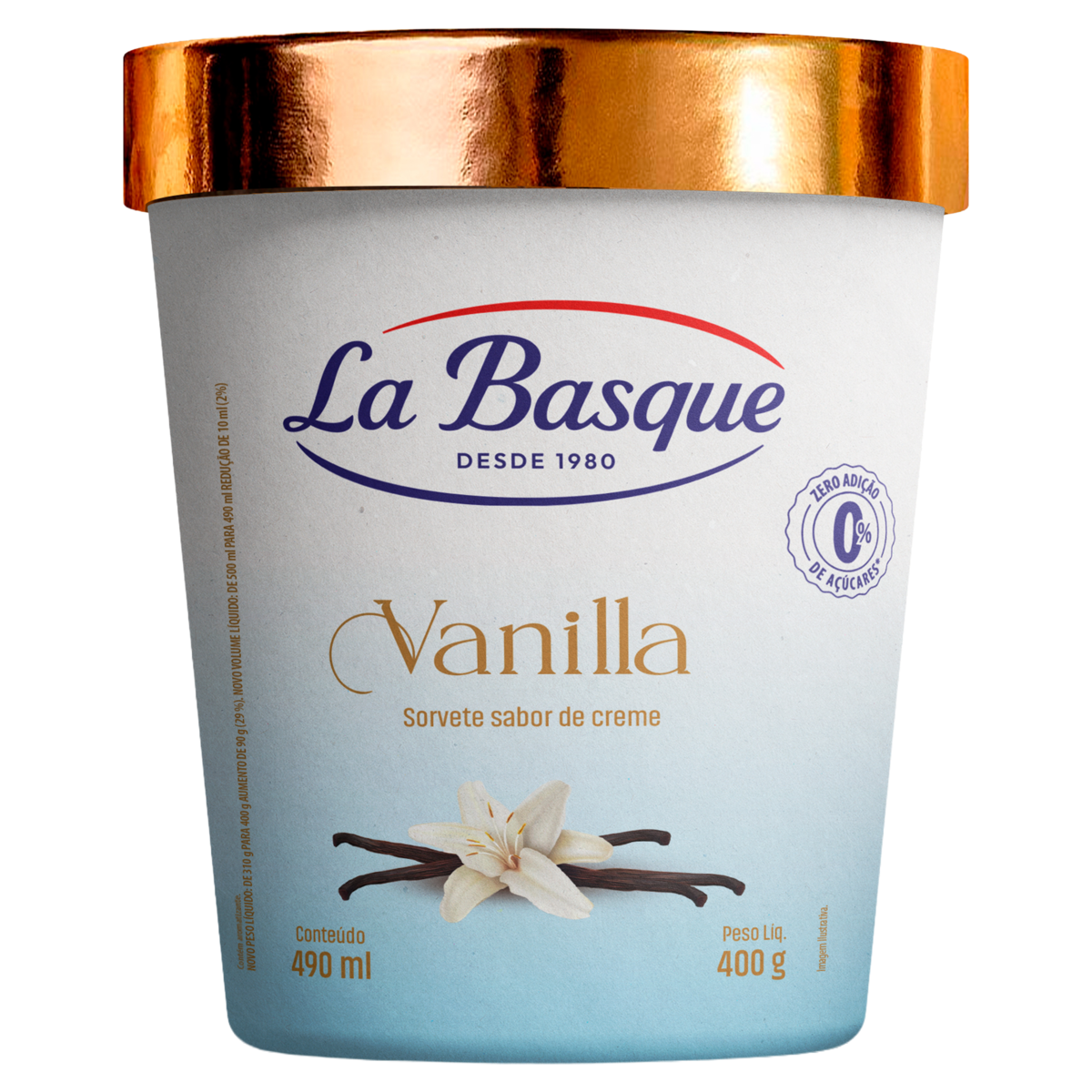 Sorvete Vanilla Light La Basque Premium Ice Cream Pote 490ml